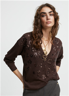 Lola Casademunt copper sweater met pailletten