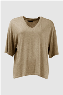 With Black desert taupe melange Josefine t-shirt