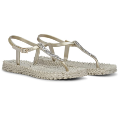 Ilse Jacobsen Platin sandaal teenslippers met glitter