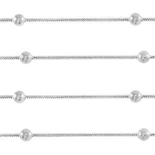 RVS Stainless steel jasseron snake chain Zilver met balletjes 1.2 mm 20 cm